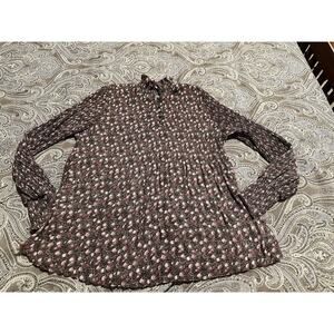 Cabi knife pleat floral printed long sleeve blouse xs style 3952 balloon sleeve